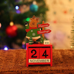 Yo-Fun 1pc Christmas Wooden Desk Calendar Cute Creative Christmas DIY Desktop Decoration Ornaments Calendar Countdown Desktop Calendar