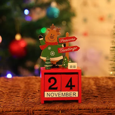 Yo-Fun 1pc Christmas Wooden Desk Calendar Cute Creative Christmas DIY Desktop Decoration Ornaments Calendar Countdown Desktop Calendar