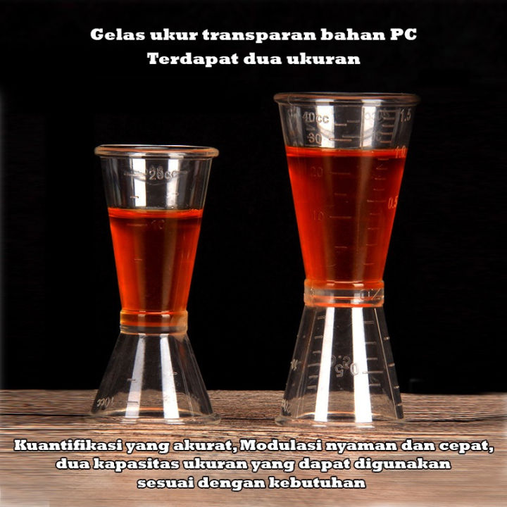 Jigger Acrylic Plastik Transparan Gelas Takar Gula Syrup Measuring Cup 1020 Ml 2040 Ml 1072