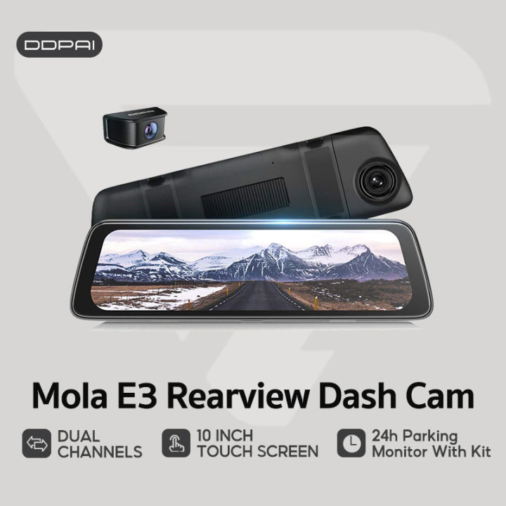DDPAI Mola E3 Rearview Dash Cam 2K 1440p HD 10 inch Touch Full