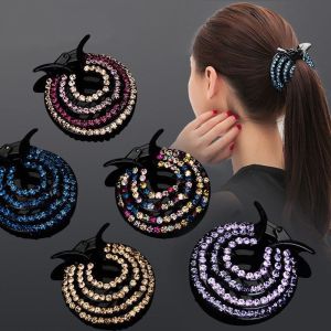 GAI39 Crystal Women Ladies Hair Clips Ponytail Buckle Hairgrip Bird Nest Hair Accessories Hair Pins Clamps Hair Bun Holders