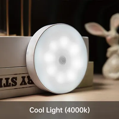 Aluminum Alloy Motion Sensor Night Light Ultra-Thin LED Bedside PIR Lamp USB Rechargeable with Magnet Wireless for Bedroom Wardrobe Cabinet Living Room