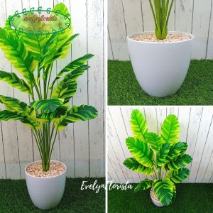 Pohon Plastik Daun Musa Florida X18 Semi Latex Artificial Pot Melamine Putih Tanaman Hias Dekorasi Sudut Ruangan Rumah
