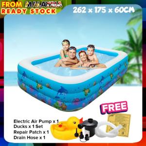 INTIME 2.62M (YT-325A) Inflatable Family Swimming Pool 3 Layer Extra Large Rectangular Kids Swimming Pool Outdoor Bathtub Home Toy Game Bath (262 x 175 x 60cm)