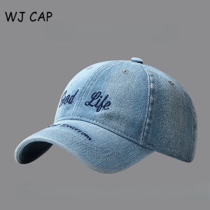 【WJ】Street retro water-washing denim mens and womens baseball caps Spring and Autumn Sunshade Wide brimmed Duck Tongue Hat