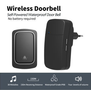iTinc Wireless Doorbell Self-Powered Smart Door Bell with Chime Waterproof Home Cordless Ringing DingDong Timbre Call