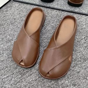 [Free Shipping] Italian Original Design Summer New Model Plastic Slip-On Flat WomenS Mules With Closed Toe