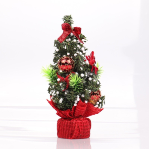 Mini Tabletop Artificial Christmas Tree With Ribbon Bow Ball Xmas Tree Ornaments Home Party Decor