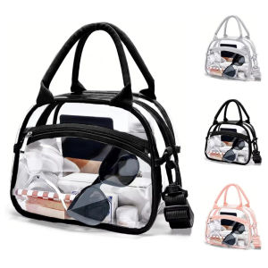 PVC Thickened Large Capacity Transparent Bag Portable Washing Bag Clear Tote Multi Pocket Handbag