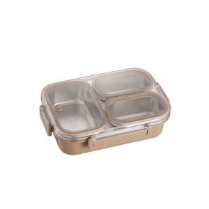 YIYU STUDIO Rectangle Stainless Steel Lunch Box Sealed Leakproof Divided Food Storage Container Portable Heat Preservation Rectangle Lunch Box for School