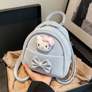 XINSU38 น่ารักน่ารักๆ กระเป๋าเป้สะพายหลังคิตตี้โบว์ หนังพียู การ์ตูนลายการ์ตูน กระเป๋านักเรียนสำหรับนักเรียน วินเทจ คาวาอิ กระเป๋าสะพายไหล่ลายคิตตี้ สำหรับผู้หญิง