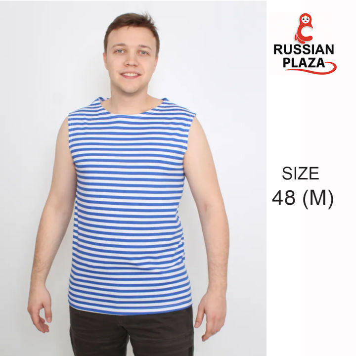 เสื้อกล้าม ลายทาง น้ำเงินขาว ไซส์ 48 RU (M) / Майка мужская / Майка ...