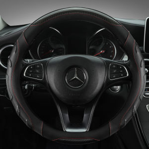 Leather Car Steering Wheel Cover Breathble Non-slip Car Steering Wheel Cover Leather Universal Standard-Size 38cm/15 inch