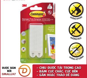 Bộ 8 miếng (4 cặp) móc treo tranh cường lực siêu dính 7kg Command 3M 17206/17206BLK - Không khoan thẩm mỹ cao không đục không vỡ tường