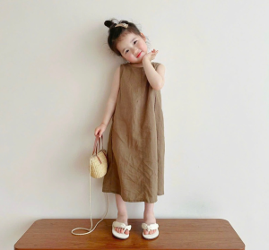 (12-38kg) Đầm bé gái chất thô nhẹ bẫng mát  váy đầm cho bé gái cute dễ thương đầm tiểu thư cho bé gái phong cách đơn giản