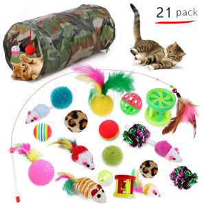 Z  Cat Toy Set Cat Channel Cat Teaser Bell Cat Tunnel Toy Supplies Set