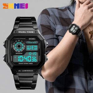 Jam Tangan Digital Stainless Dual Time SKMEI Classic AE1200