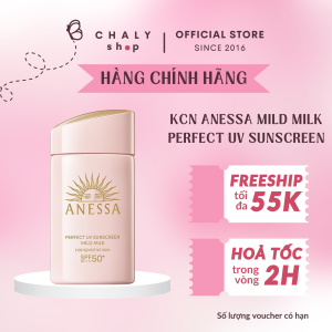 Kem chống nắng siêu lành tính Anessa Mild Milk Shiseido cho bà bầu em bé 60ml Nhật