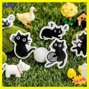 XINGK 45Pcs Black Cat Theme Stickers Decoration Kawaii Cute Cats Stickers Self-adhesive Scrapbooking Stickers For Laptop Planners