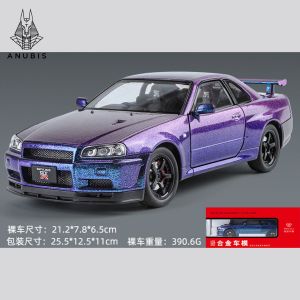 Mô Hình Xe Ôtô Kim Loại 1/24 Siêu Xe NISSAN SKYLINE GTR34 Dùng Để Trưng Bày Bàn Làm Việc