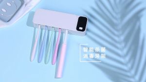 Toothbrush Holder Toothpaste Dispenser UV Sanitizer Wall Mounted Digital Display Family Bathroom Rack Dustproof