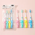 4pcs/set Children's Toothbrush for Kid Cartoon Toothbrush with Soft Bristles and Suction Cup Holder for Kids soft toothbrush. 