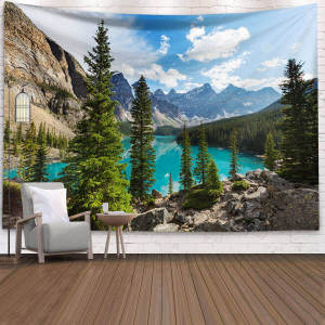 ธรรมชาติป่าแบบแขวนผ้าพื้นหลังผ้าห้องนอนโรงเรียนหอพักต้องมีสุทธิสีแดงข้างเตียงผนังผ้าพรม