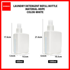 (Upgraded) 600ML/1000ml Detergent Refill Bottle Transparent Leak Proof Laundry Liquid Dispenser Measuring Cap Easy Pour