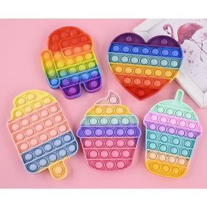 POP IT- Đồ Chơi Bóp Giảm Căng Thẳng Bằng Silicone Màu Cầu Vồng