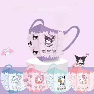 Sanrio 3d หน ้ ากากสเตอริโอ Kawaii เด ็ ก Hellokitty Cinnamoroll Kuromi หน ้ ากากปากแบบใช ้ แล ้ วทิ ้ ง Anti-ฝุ ่ นหน ้ ากากระบายอากาศ