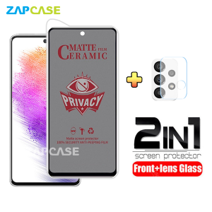 PAKET 2in1 Anti Gores Layar Privacy Samsung A73 5G Free Tempered Glass Camera Lens