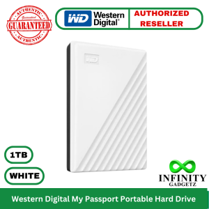 Western Digital WD My Passport 1TB Portable External Hard Drive with FREE Pouch WHITE