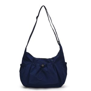 Sweet Korean Style Nylon Shoulder Bag Pleated Lightweight Crossbody Bag Large Capacity Handbag Drawstring Bag Office Worker2026