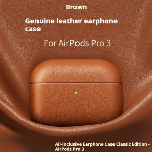 OATSBASF Genuine Leather for Apple Airpods Pro3 Protective Case Wireless Bluetooth Headset Compartment Pro