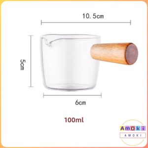 100ml Thickened Glass with Wooden Handle Espresso Cup Mini Milk Cup Restaurant Barista Tool Espresso
