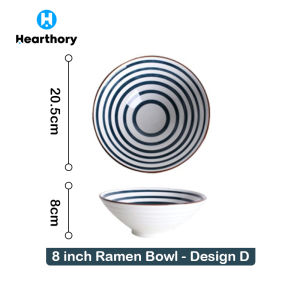 8 inch Japanese Style Hand-Painted Ceramic Ramen Bowl Large Noodle Bowl