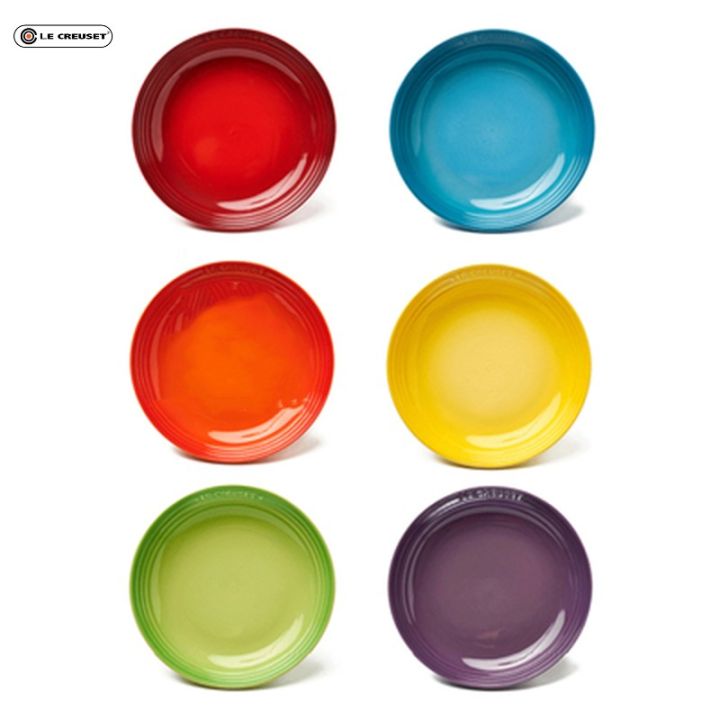 Rainbow color French LE CREUSET ceramic disc colorful dessert plate 18 ...