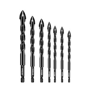Bộ 5 mũi khoan đa năng chân lục giác 4 cạnh thép đen Nhật khoan sắt khoan kính thủy tinh gạch men đá gốm