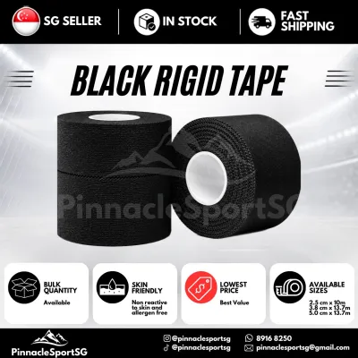(SG) Black Sports Rigid Tape (3.8cmx13.7m)/(5cmx13.7m) / (2.5cm x 10cm) Leukotape Athletic Finger Ankle Joints Martial Arts Football Soccer Boxing Protection Stability
