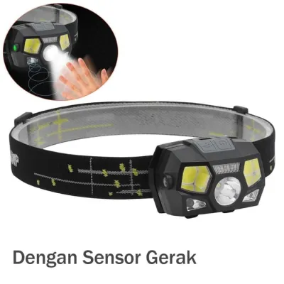 STRONGLIGHT senter kepala headlamp sensor LED flashlight rechargeable USB + motion