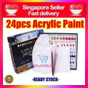 24 / 12 pcs High Quality Acrylic Painting Set Gift Set Brush Canvas Palette | acrylic paint set | acrylic paint brush set Art & Crafts painting set for kid