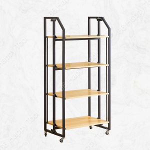 4 Layer Foldable Multi-functional Shelves Rack Movable Wood Rak Dapur Serbaguna Kabinet Caster Wheel Pulley Cabinet