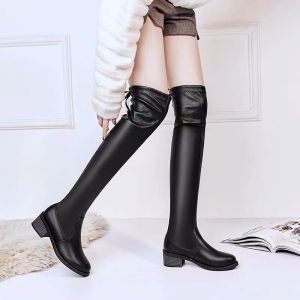 Sepatu Boots Overknee Kulit Anti Air Musim Dingin