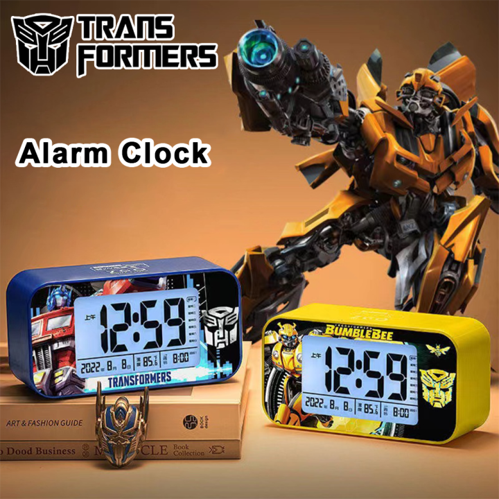 100% Authentic TRANSFORMERS Alarm Clock with Luminous Night Light Kids Clock Anti-fall USB charging Support Wireless/Wired Use 0122