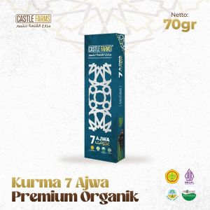 Kurma Ajwa Premium Organik 7 Butir - Castle Farms | Kurma Nabi Asli Madinah High Quality