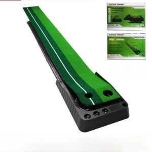 MECOME ผิวม้วนจริง แผ่นรองพัตเตอร์กอล์ฟ ไม่ลื่น พร้อมการคืนสินค้า แผ่นฝึกซ้อมกอล์ฟ กลางแจ้งในร่ม แผ่นรองด้านล่าง ทางลูกกอล์ฟขนาดเล็ก ผู้ฝึกฝนพัตเตอร์กอล์ฟ