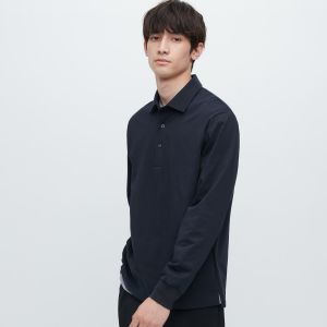 [Auth Uniqlo] Áo Polo Vải Thun Lạnh Airism Dài Tay Nam - Tag Nhật