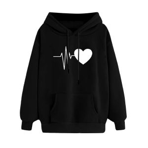 HEART PULSE Sweater Hoodie Wanita Kantung Depan-Bisa Bayar Ditempat COD