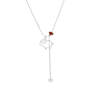 CUNXIN Hollow Sheep Pendant Necklace Alloy Adjustable Sweater Chain Chic Tiger Eye Stone New Year Long Necklace Women