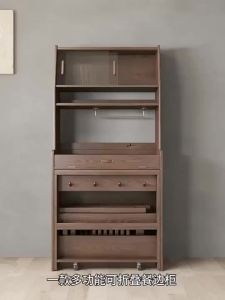 Urban EchoSolid Wood Folding Dining Table And Sideboard Combo For Home Use Small Apartment With Multifunctional Invisible Extendable Dining Table NEW